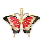 14K Gold Enameled Butterfly Pendant with Multi-Colored Accents Polished Finish