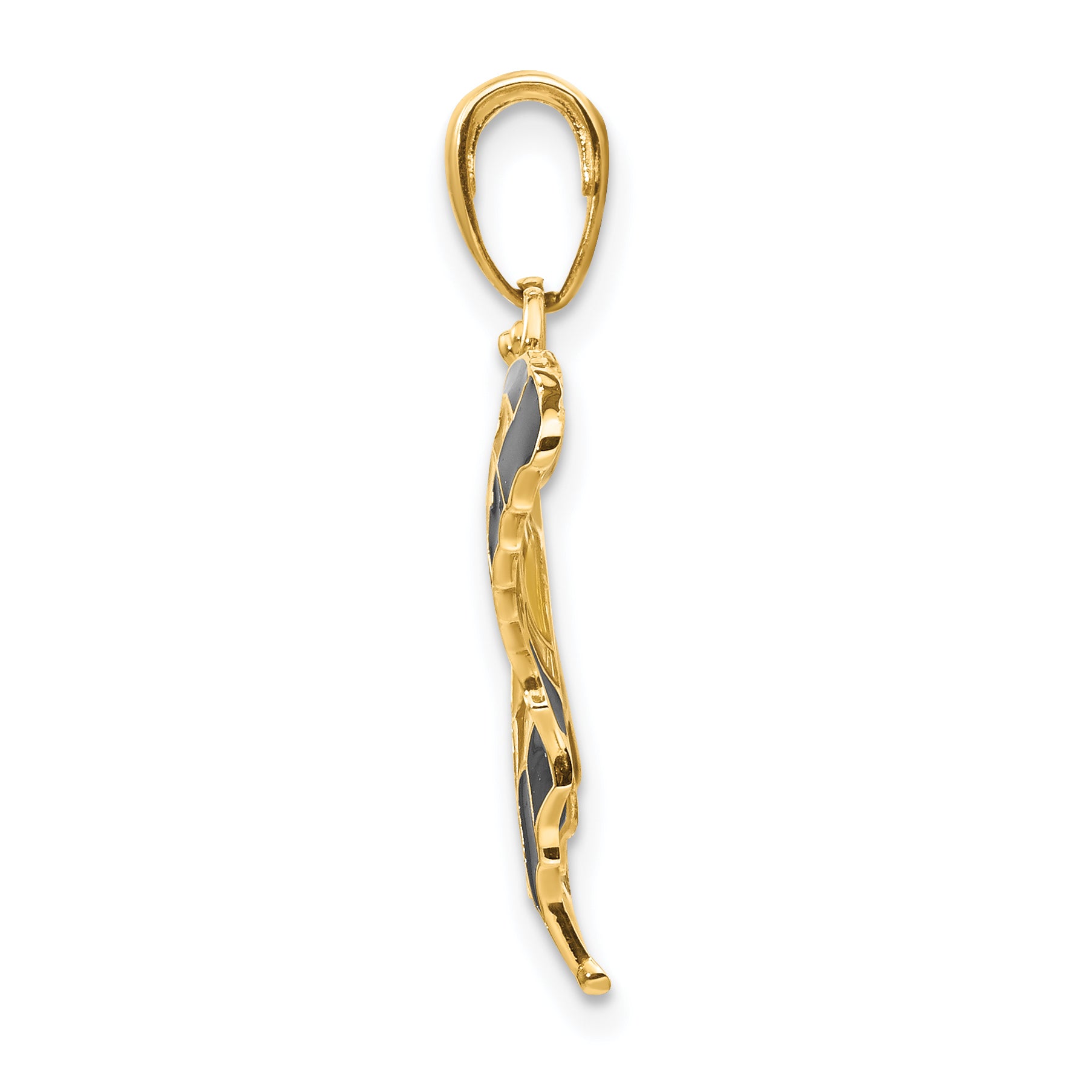 14K Yellow Gold Enameled Butterfly Pendant with Multi-Color Accents Polished Finish
