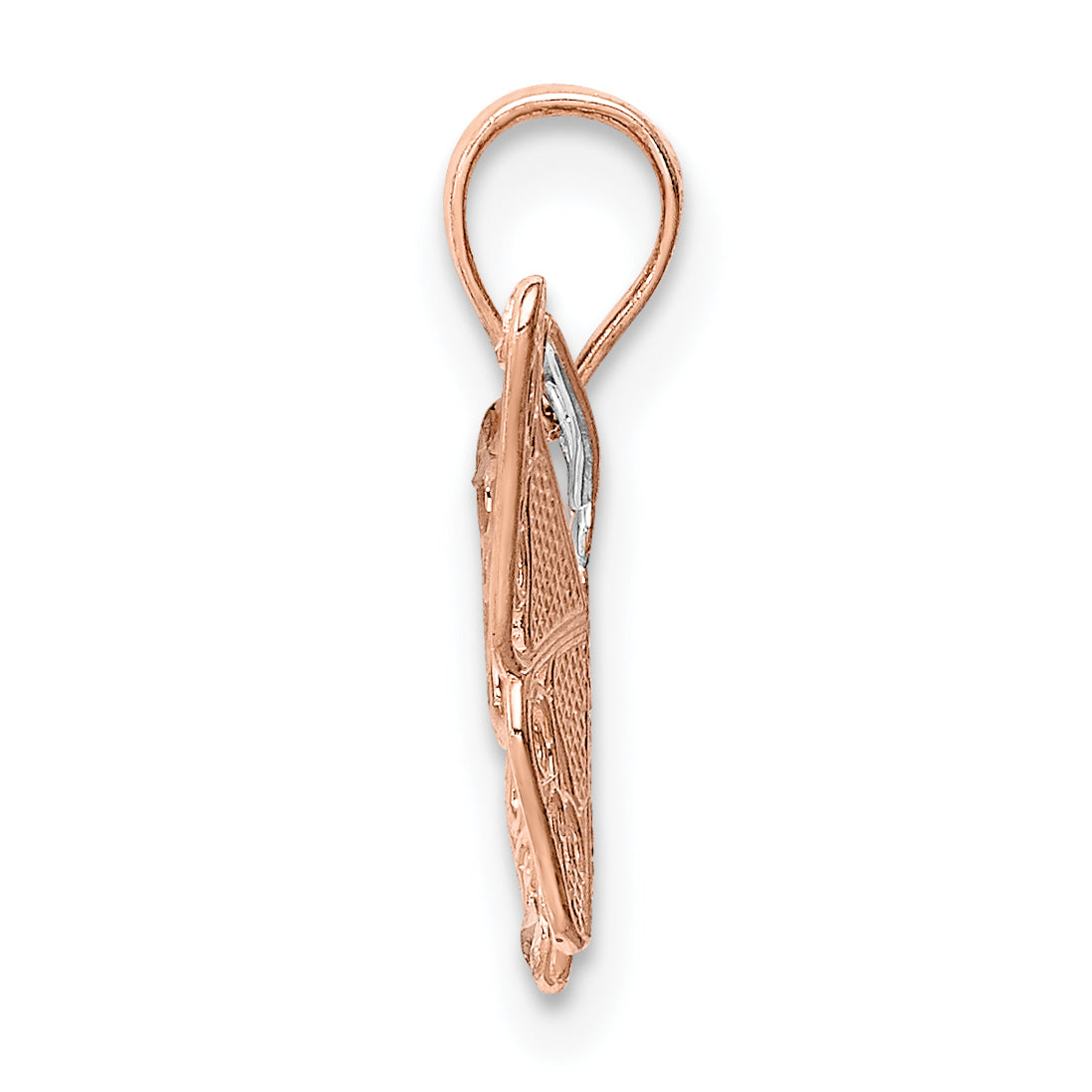 14K Rose Gold Diamond-Cut Butterfly Pendant with Rhodium Accents Secondary image