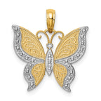 14K w/Rhodium Butterfly Pendant