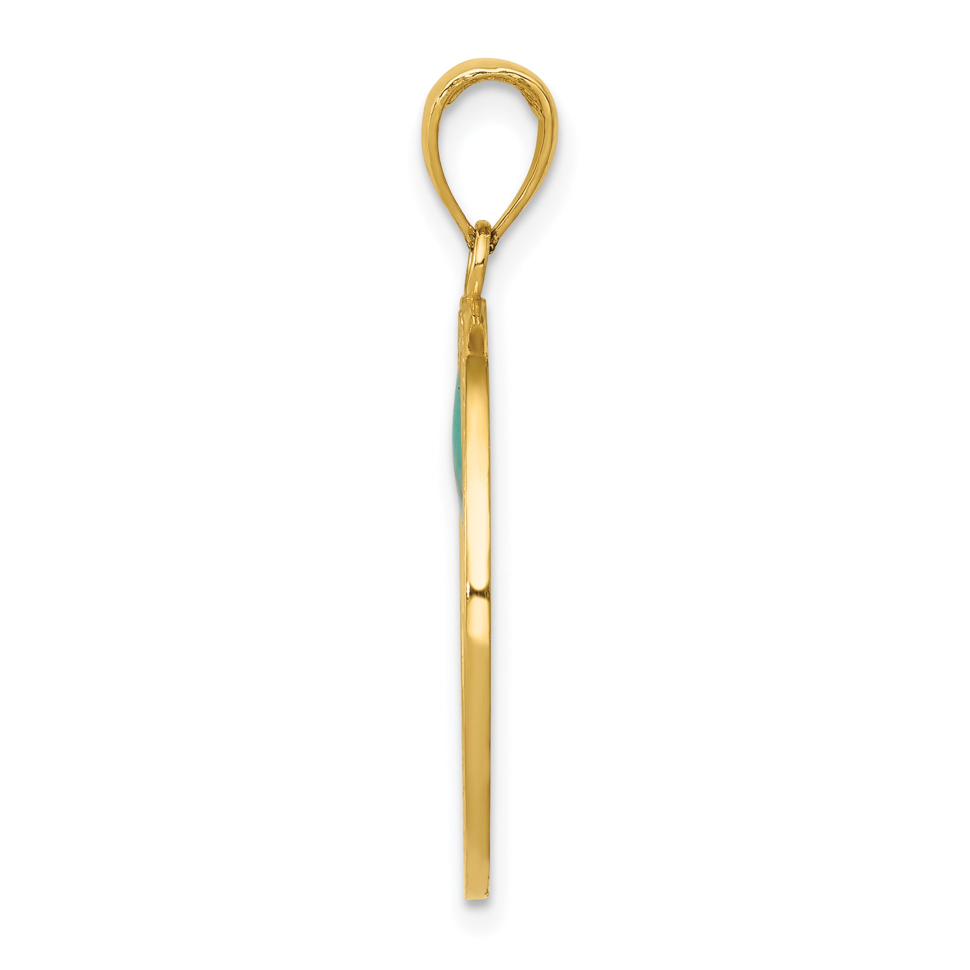 14K Gold Enameled Tree of Life Pendant with Polished Finish