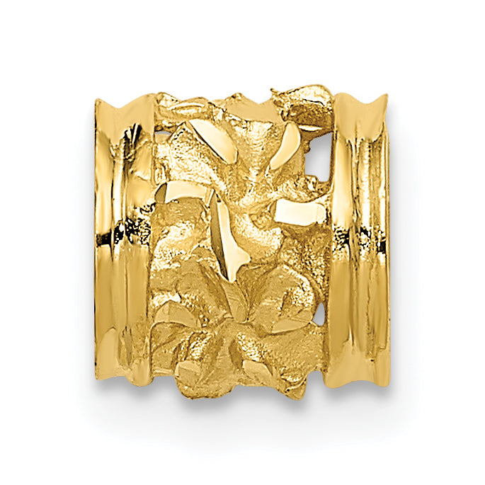 14K Gold Diamond-Cut Plumeria Barrel Slide Pendant, Fits 2-3mm Omega Secondary image