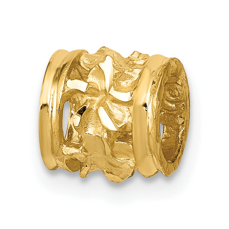 14k Diamond-cut Mini Plumeria Barrel Chain Slide Main image