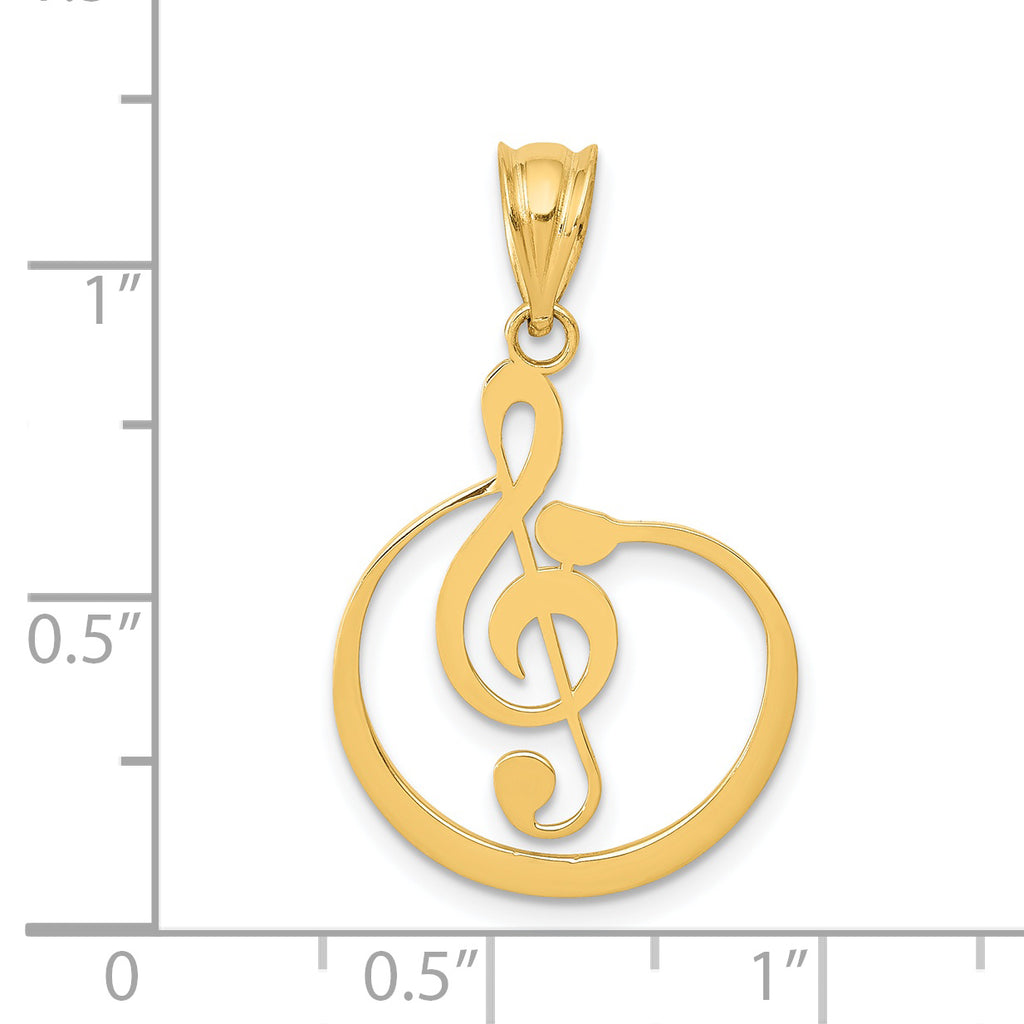 14K Gold G Clef Musical Note Pendant with Polished Finish for Music Lovers