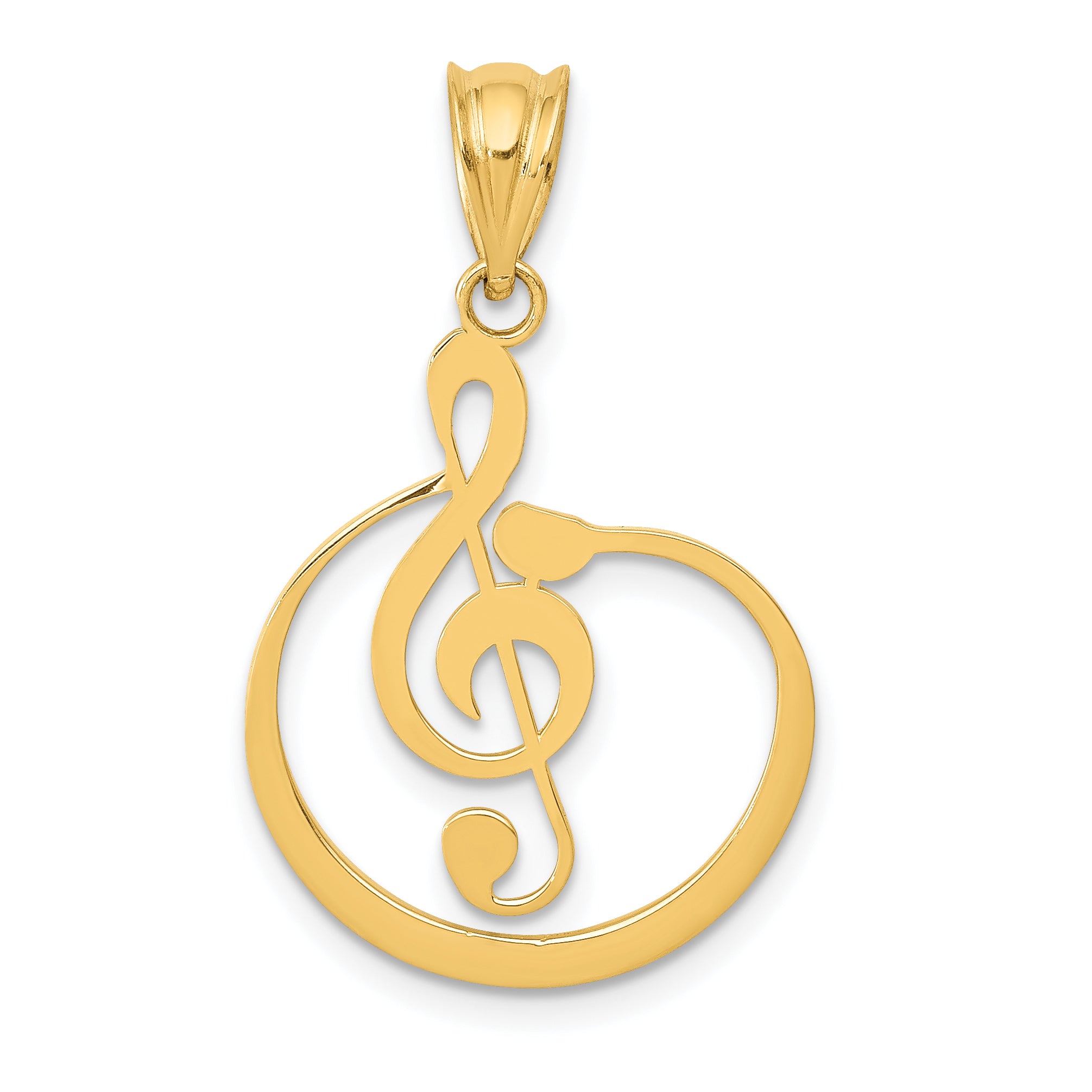 14k G Clef Musical Note Pendant Main image