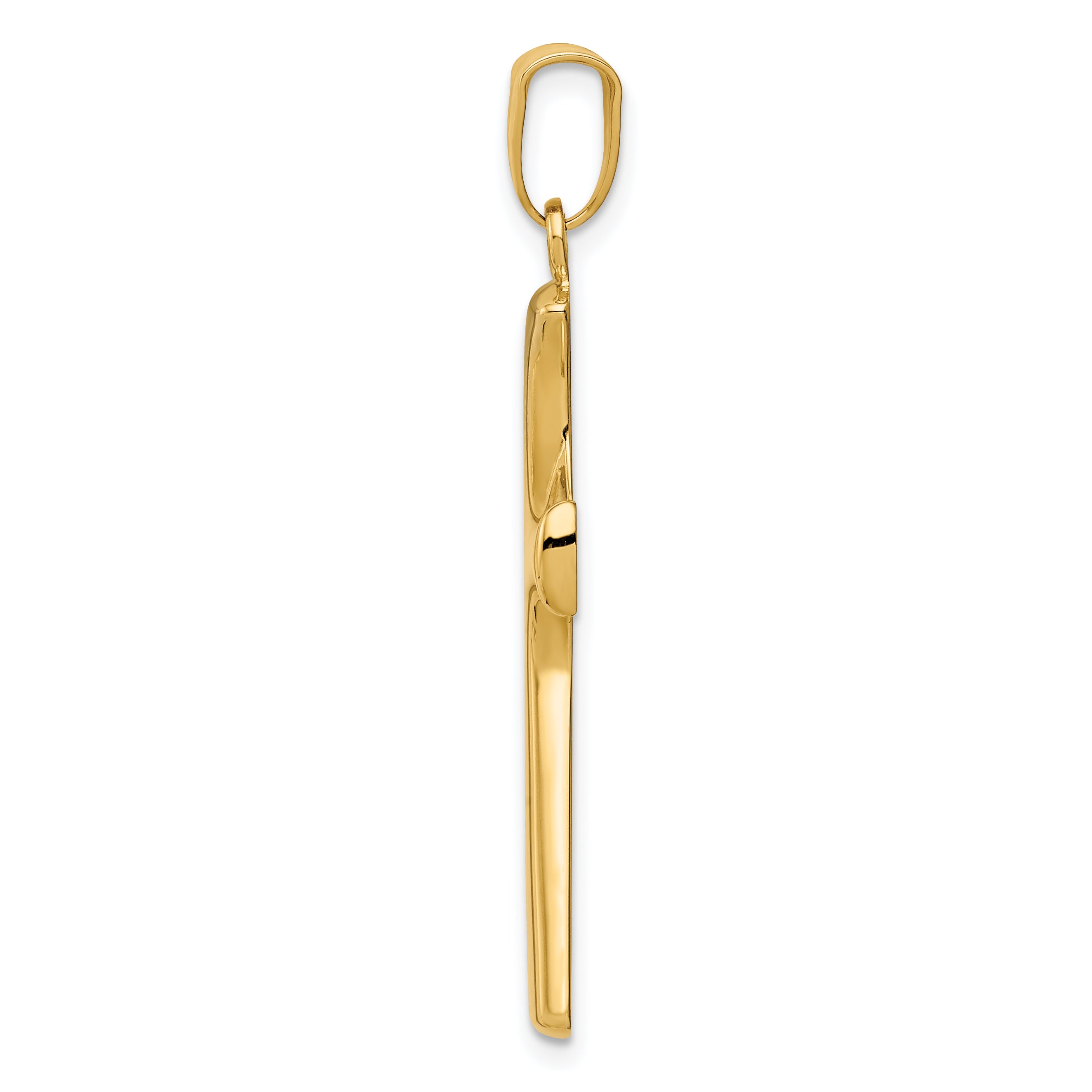 14K Gold Rhodium-Plated Fancy Cross Pendant with Polished Finish Secondary image