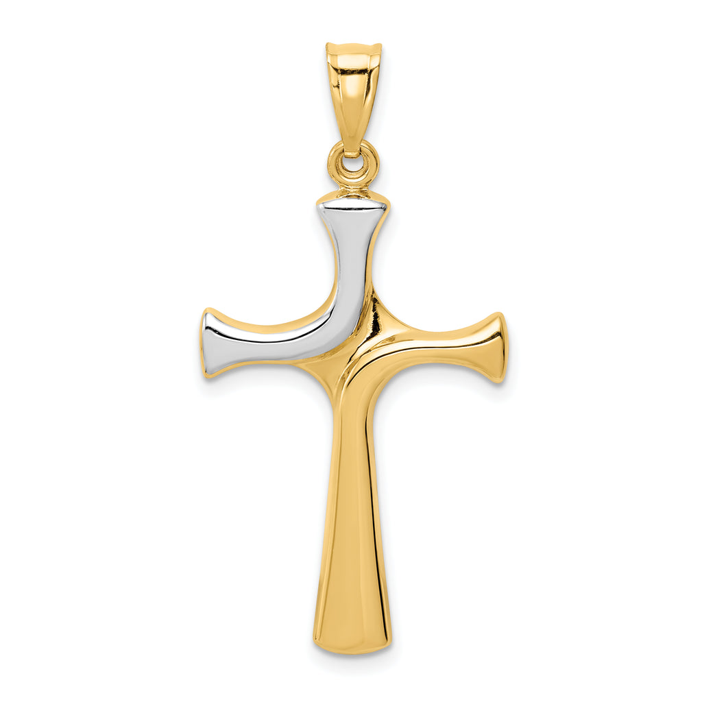 14k w/Rhodium Fancy Cross Pendant