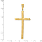 14K Gold Hollow Textured Cross Pendant with 3D Design 53mm