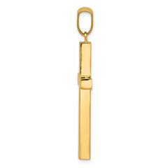 14K Gold Latin Cross Pendant with Polished Finish  Elegant and Timeless Design