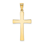 14K Gold Diamond-Cut Cross Pendant with Rhodium Accent Elegant Design