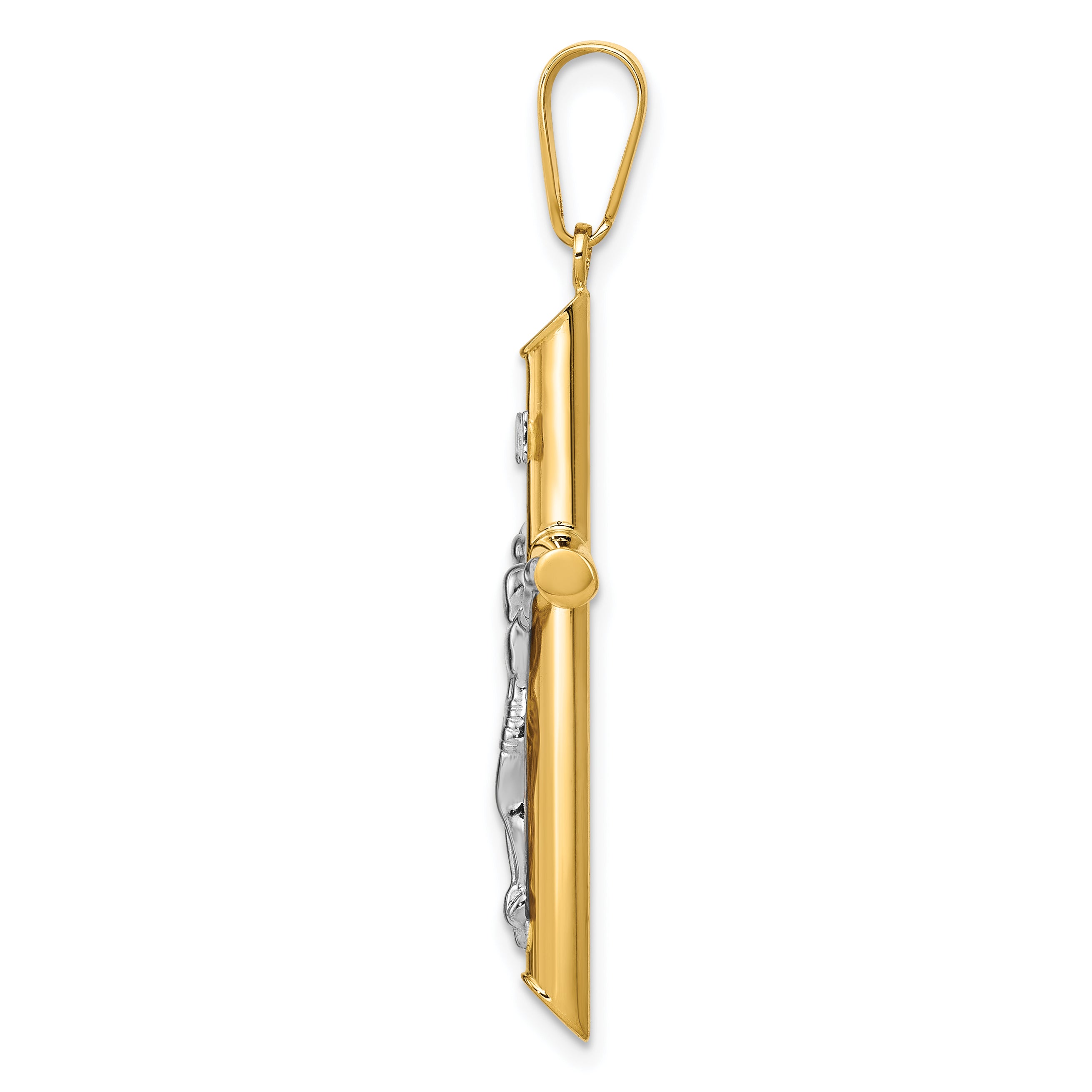 14K Two-Tone Gold Hollow Crucifix Pendant with Polished Finish Secondary image
