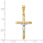 14K Two-Tone Gold Hollow Crucifix Pendant with Polished Finish