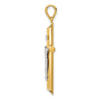 14K Two-Tone Gold Hollow Crucifix Pendant with Polished Finish