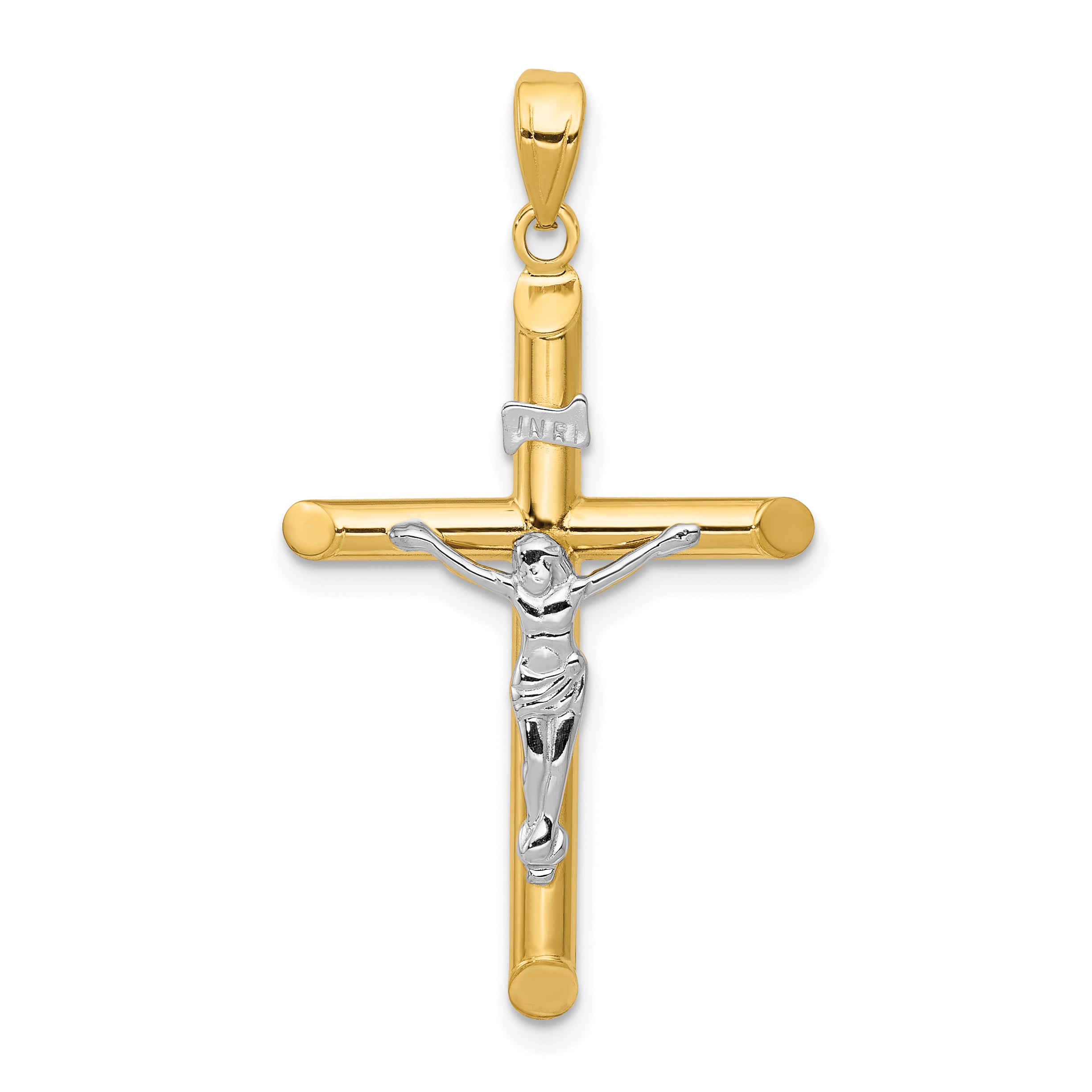 14k Two-tone Hollow Crucifix Pendant Main image