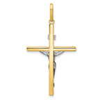 14K Two-Tone Gold Crucifix Pendant Polished Hollow Design Sophisticated Style