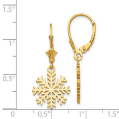 14K Snowflake Leverback Earrings