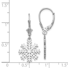 14K White Gold 3-D Snowflake Leverback Earrings