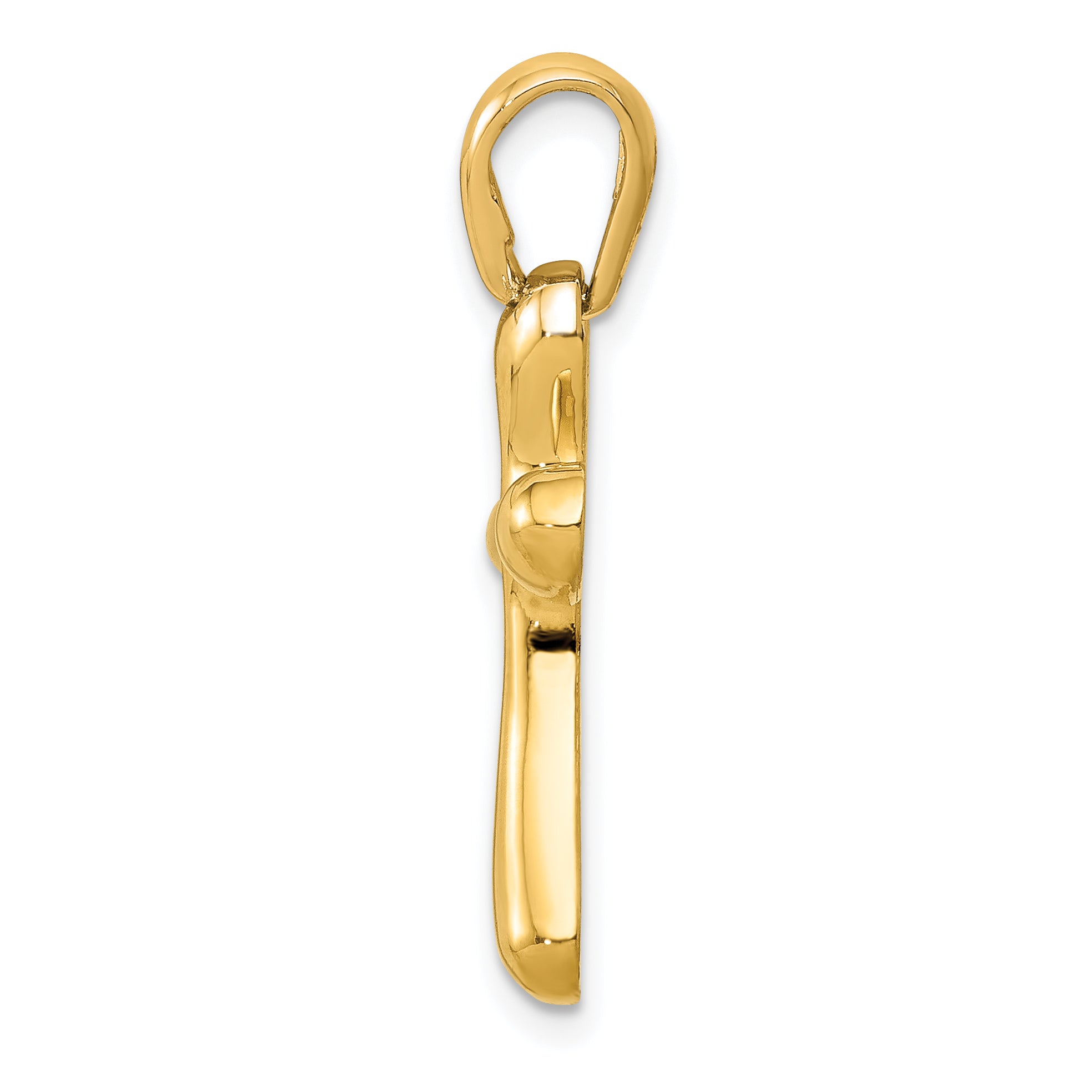 14K Gold Polished Freeform Cross Pendant Open Back Elegant Design Secondary image