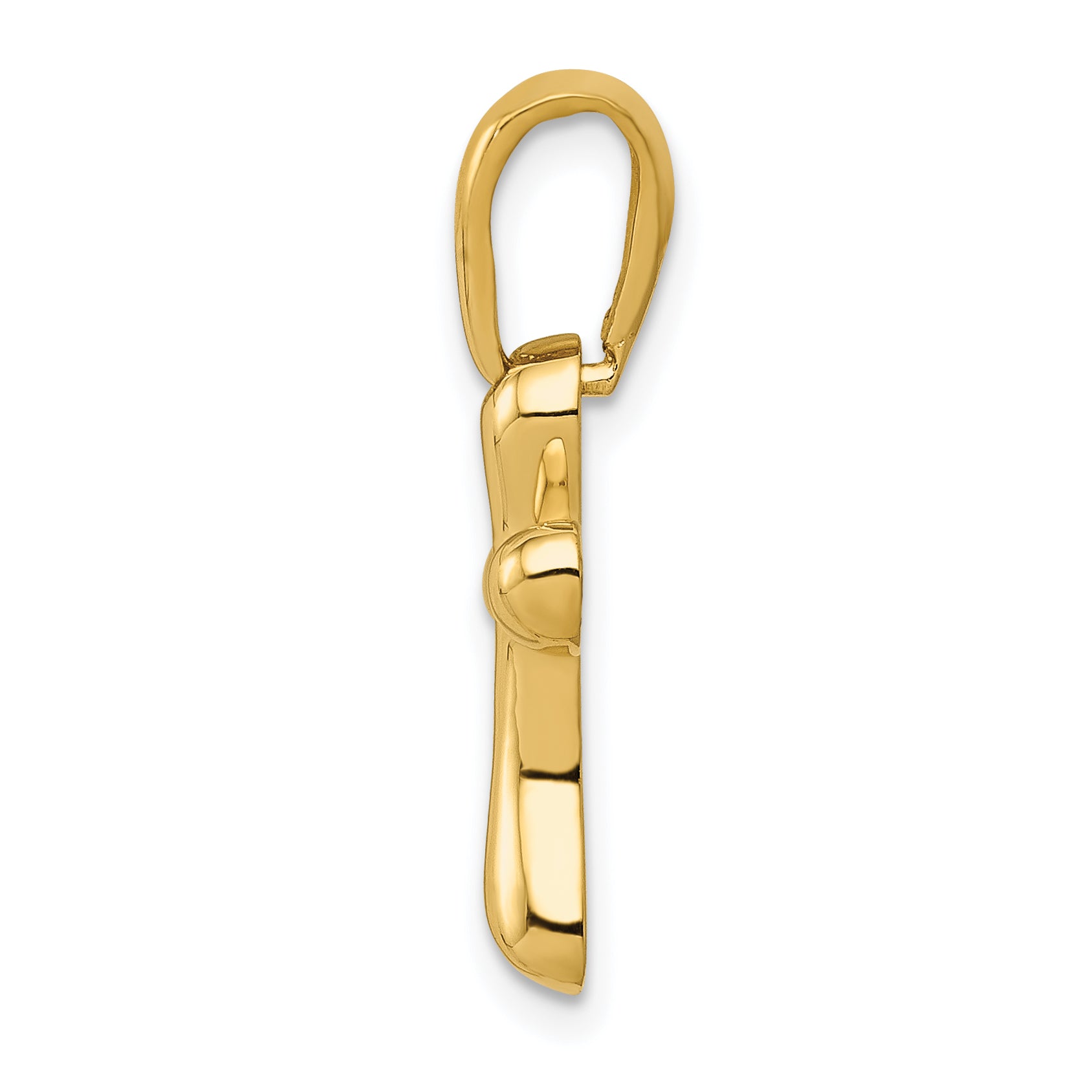 14K Gold Freeform Cross Pendant, 23mm, Elegant Open-Back Design