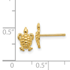 14K Gold Mini Turtle Earrings with Polished Finish  Elegant, Solid Design