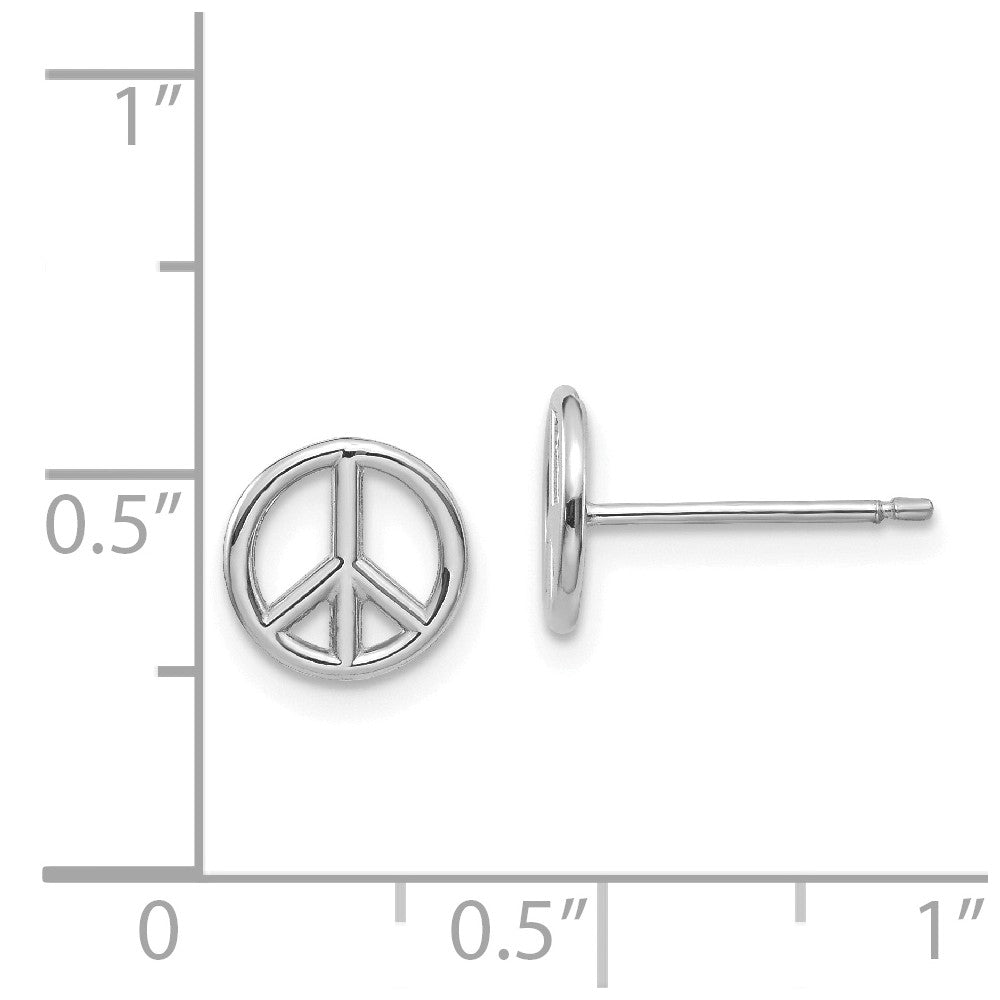 14K White Gold Peace Symbol Post Earrings
