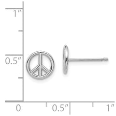 14K White Gold Peace Symbol Post Earrings