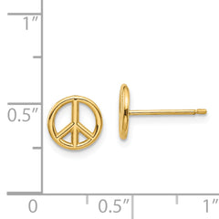 14K Gold Polished Peace Symbol Earrings with Post Back for Women