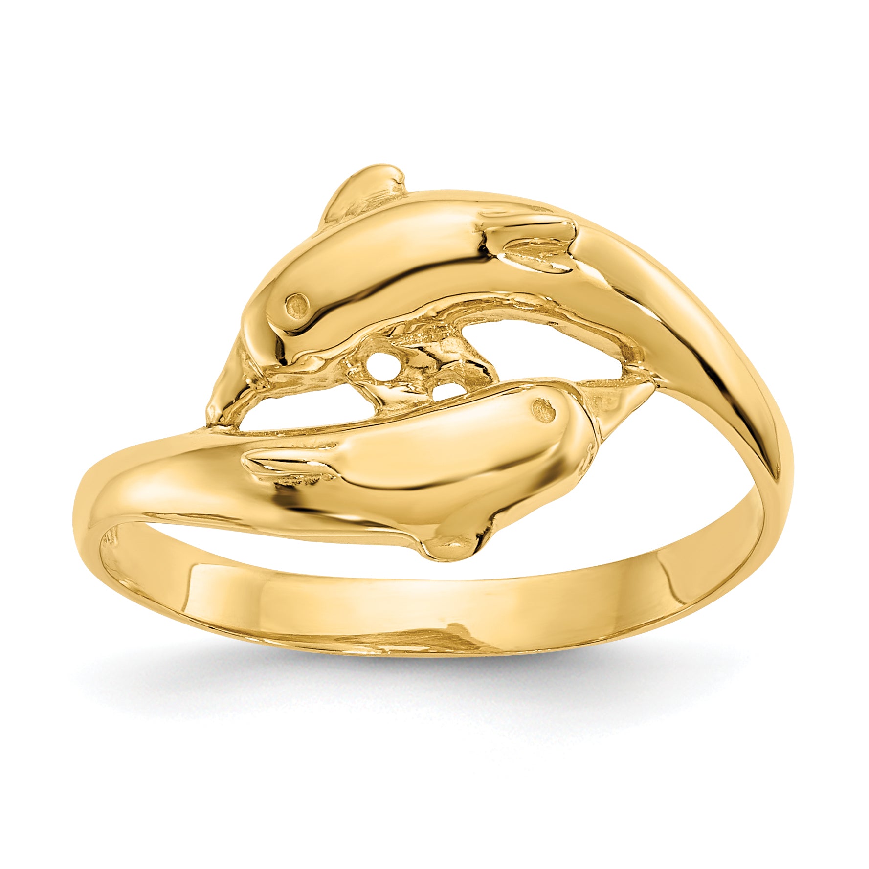 14K Double Dolphins Ring Main image