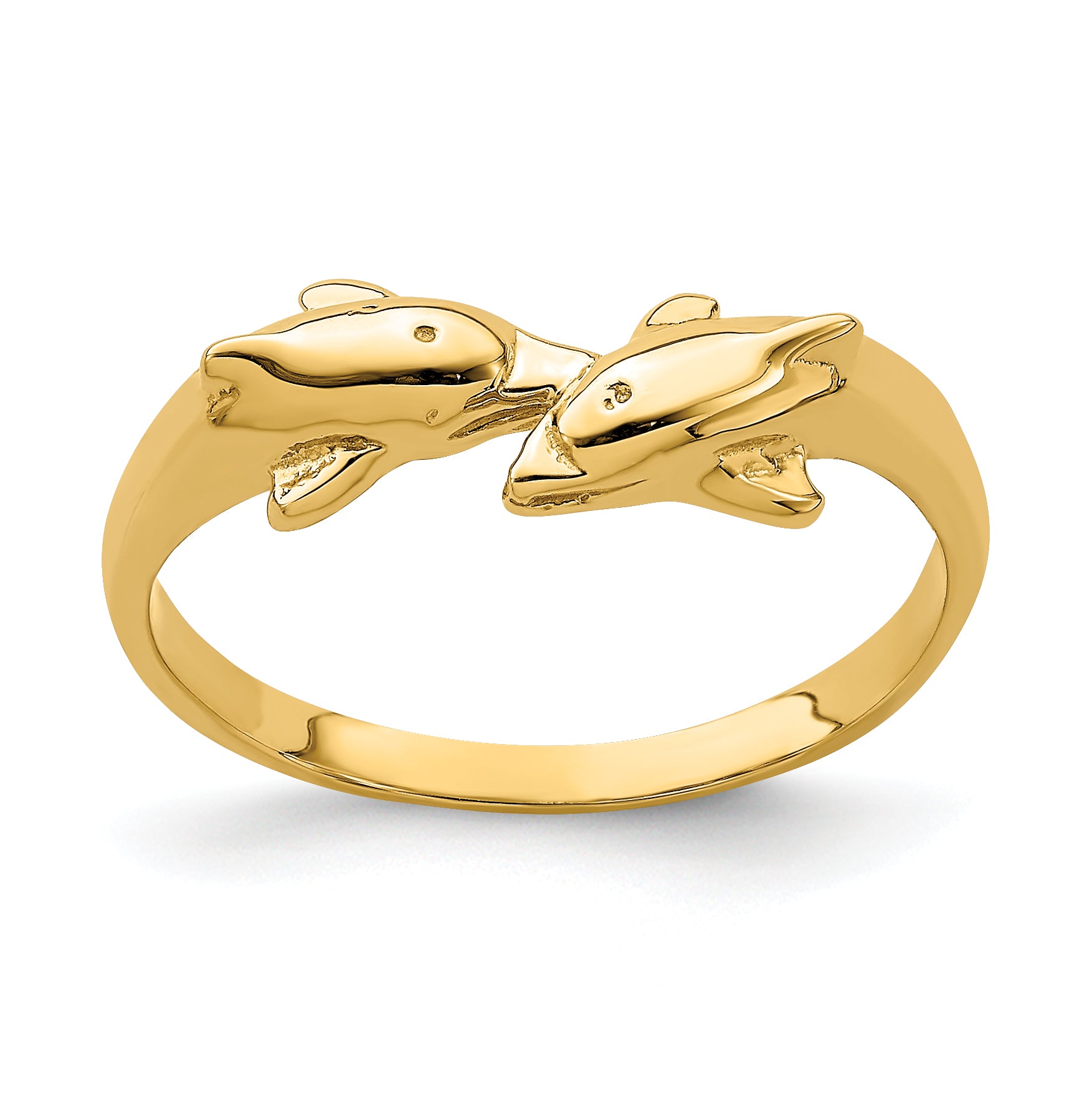 14K Dolphin Kissing Dolphin Ring Main image