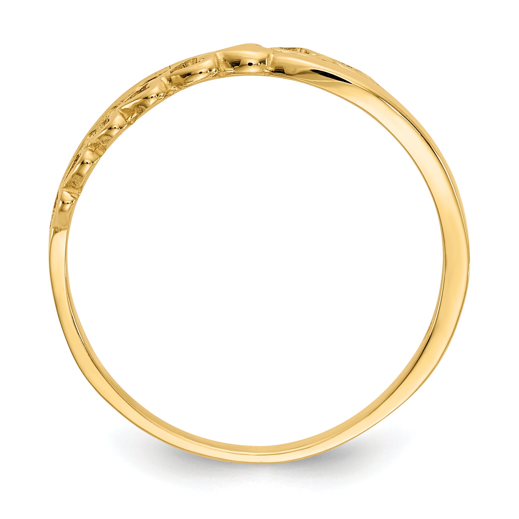 14K Polished Criss Cross Pattern Hearts Ring
