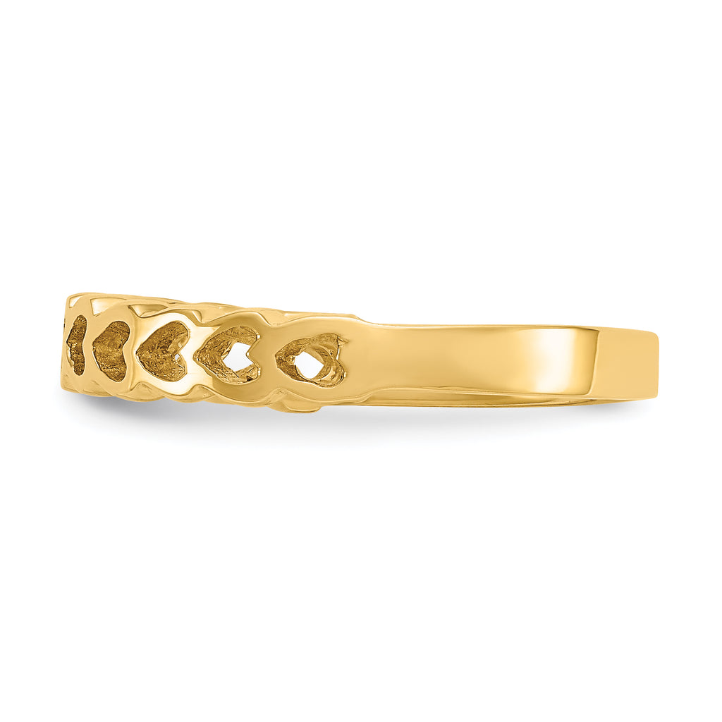 14k Polished Hearts Ring
