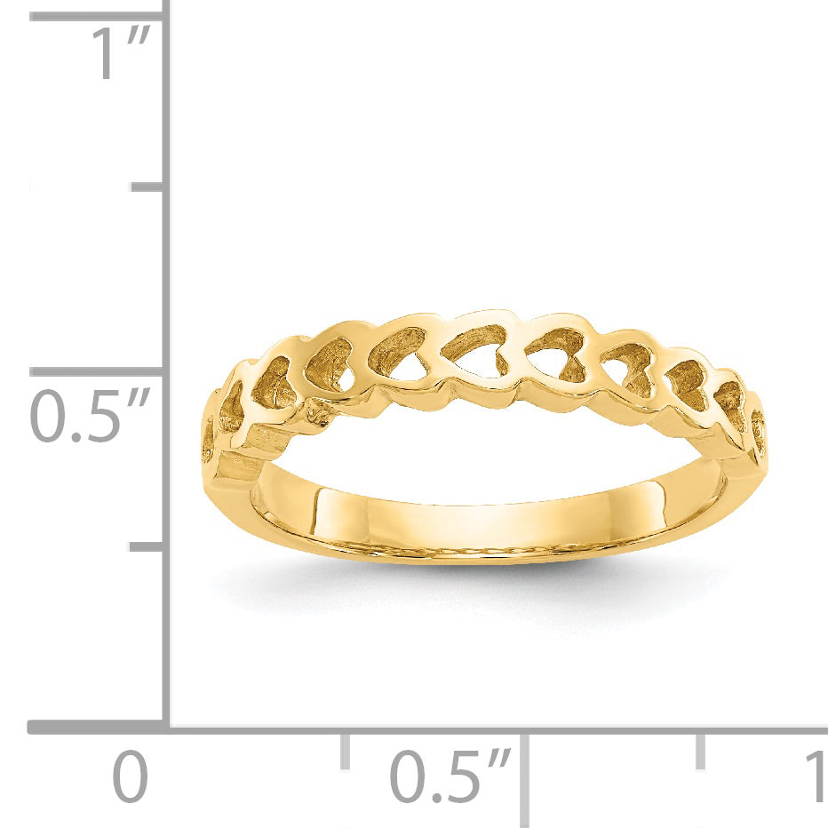 14k Polished Hearts Ring