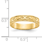 14K Polished X and Hearts Ring