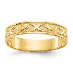 14K Polished X and Hearts Ring