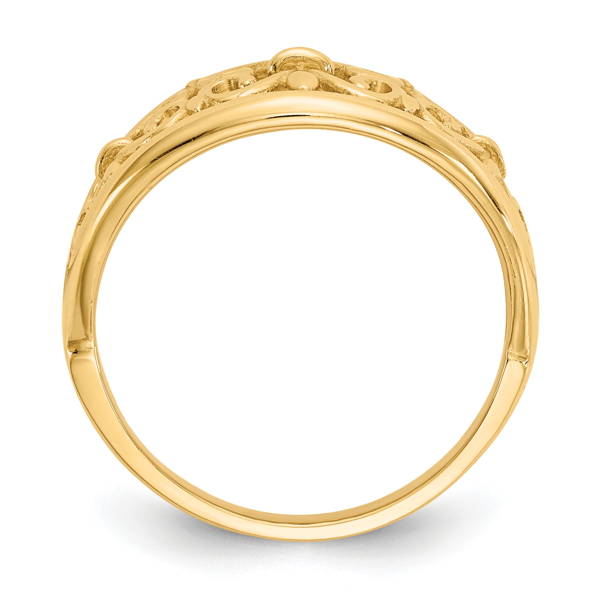 14K Fleur-De-Lis Tapered Ring