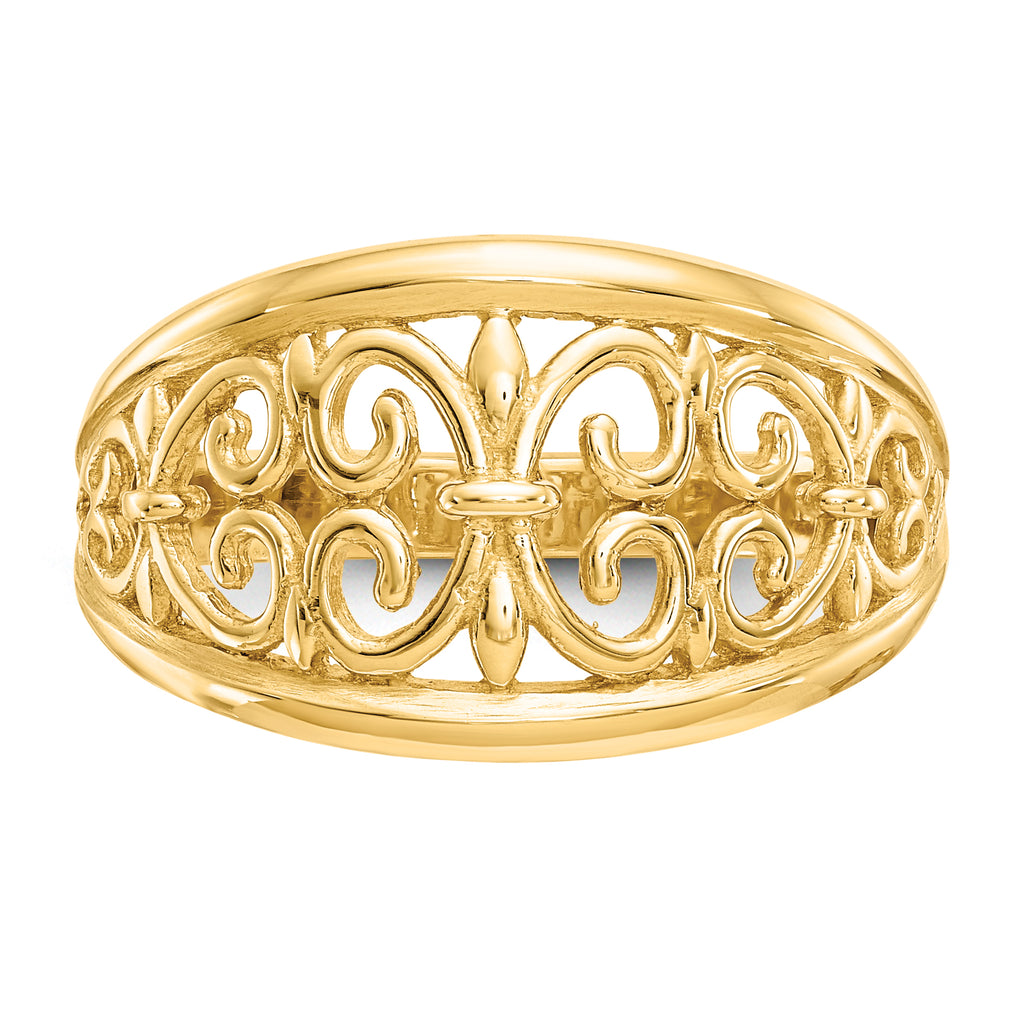 14K Fleur-De-Lis Tapered Ring