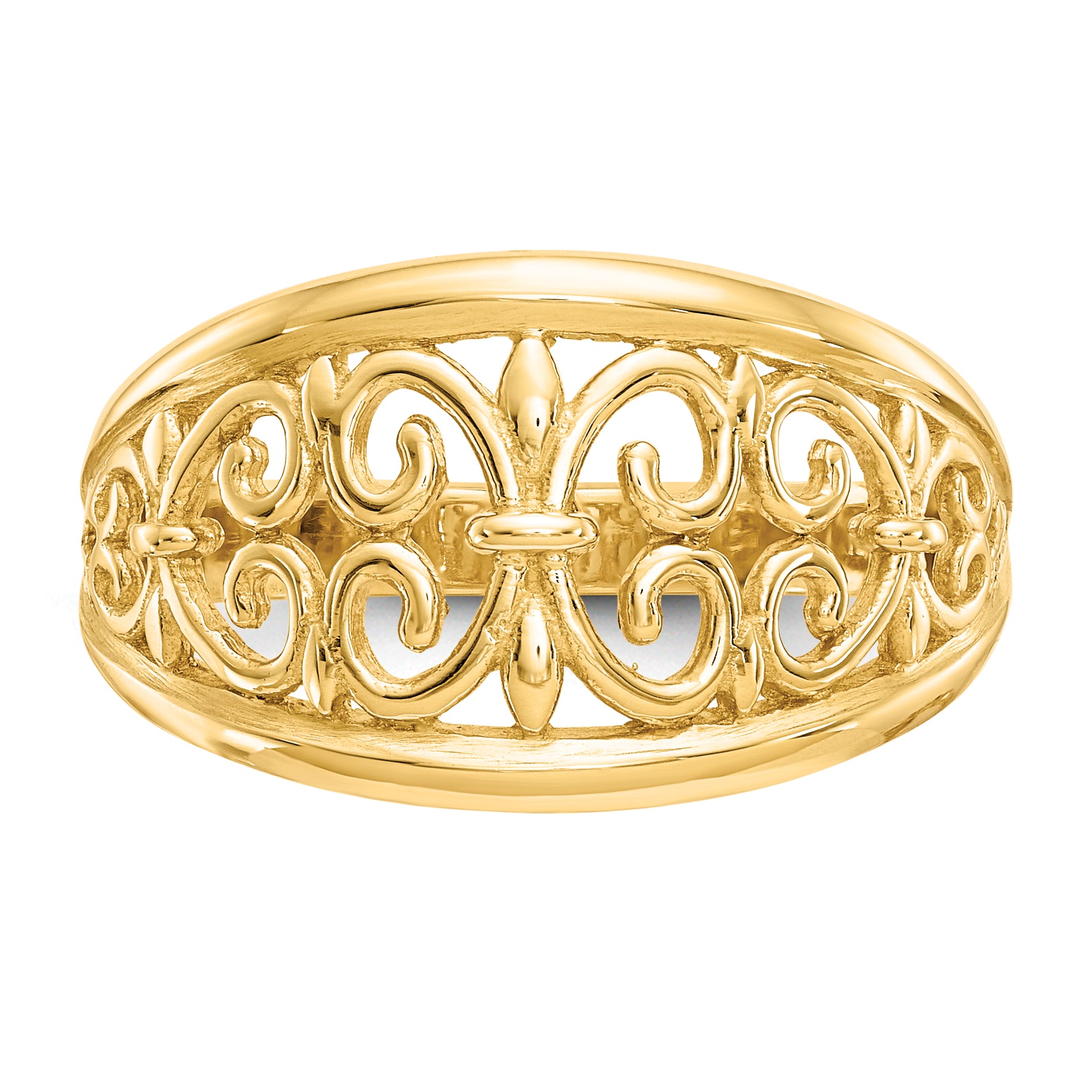 14K Fleur-De-Lis Tapered Ring