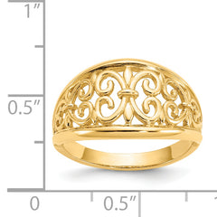 14K Fleur-De-Lis Tapered Ring