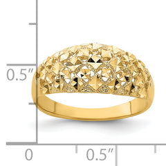 14K Diamond-cut Mini Diamond Pattern Dome Ring