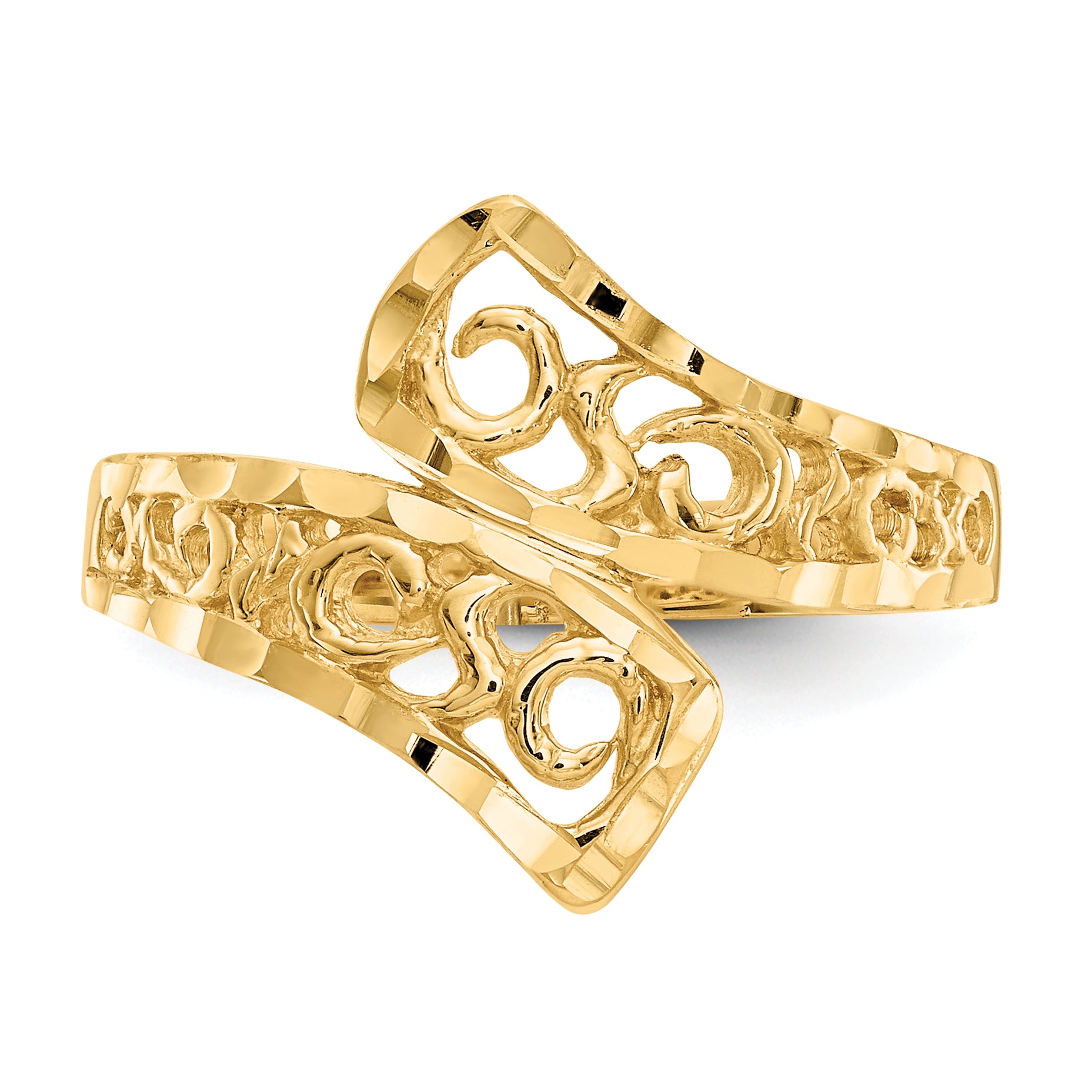 14K By-pass Lace Diamond-cut Ring