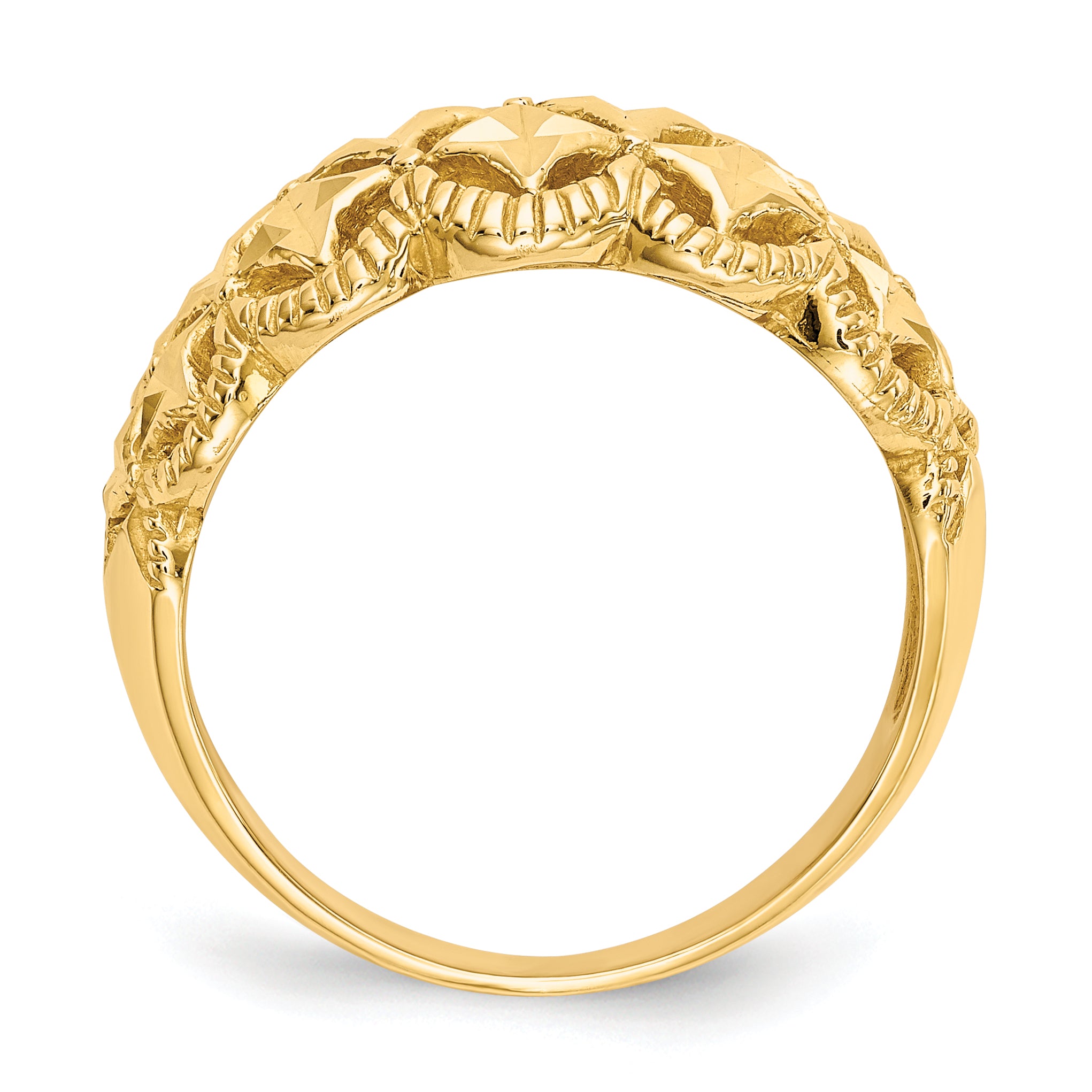 14K Diamond-cut Scalloped Edge Pattern Dome Ring Secondary image
