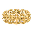14K Diamond-cut Scalloped Edge Pattern Dome Ring
