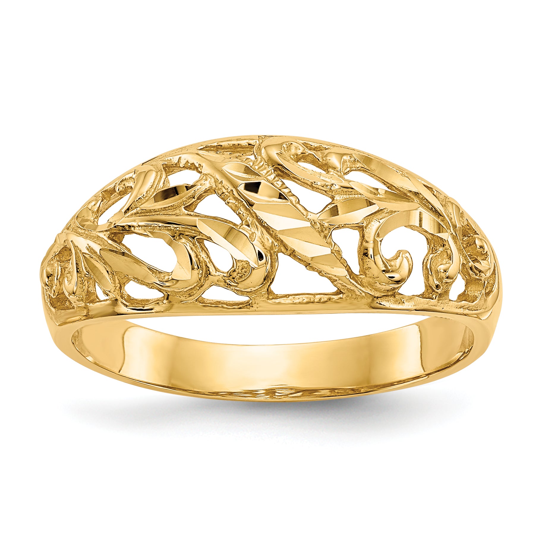 14K Paisley Diamond-cut Design Dome Ring Main image