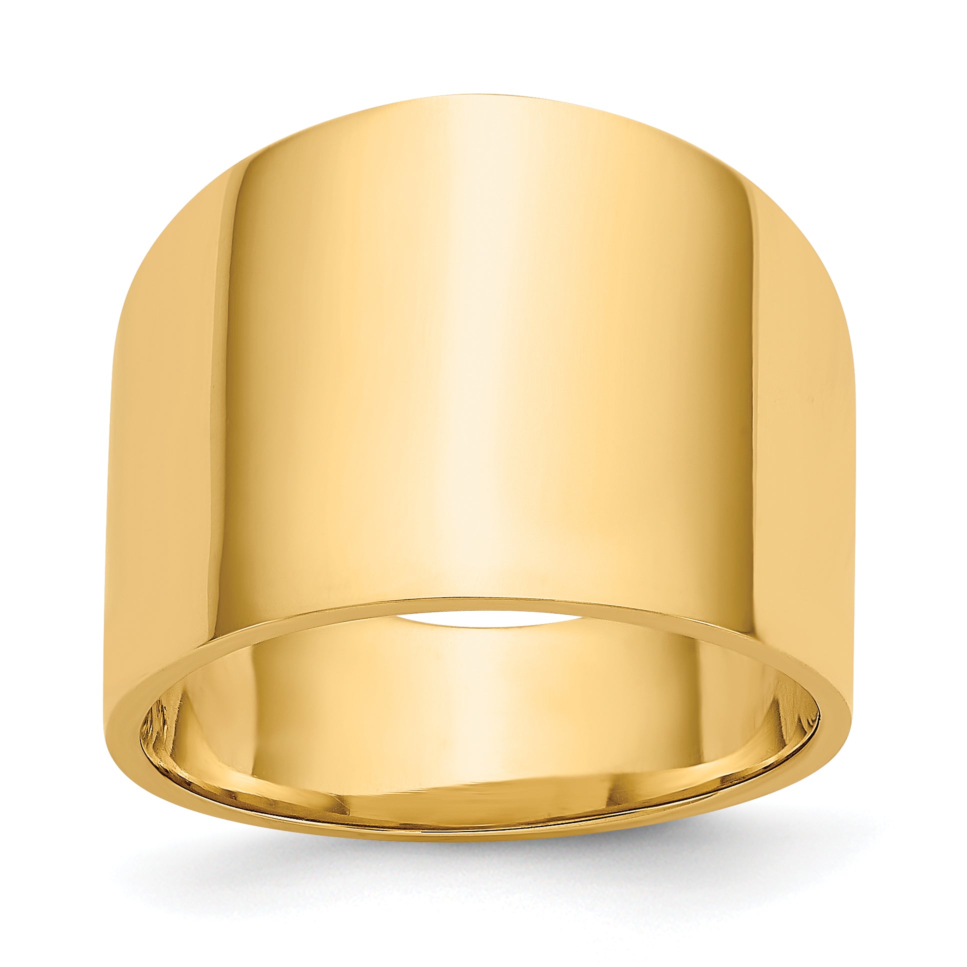 14K 15mm Flat-top Tapered Cigar Band Ring Main image