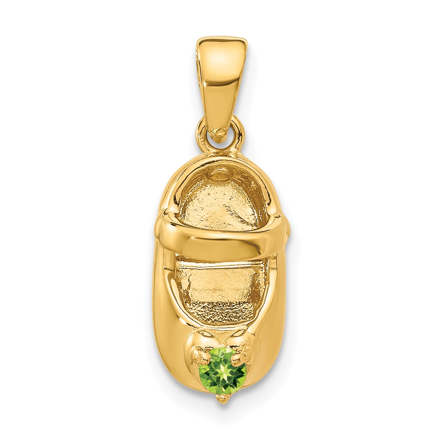14k 3-D August/Synthetic Stone Engraveable Baby Shoe Charm
