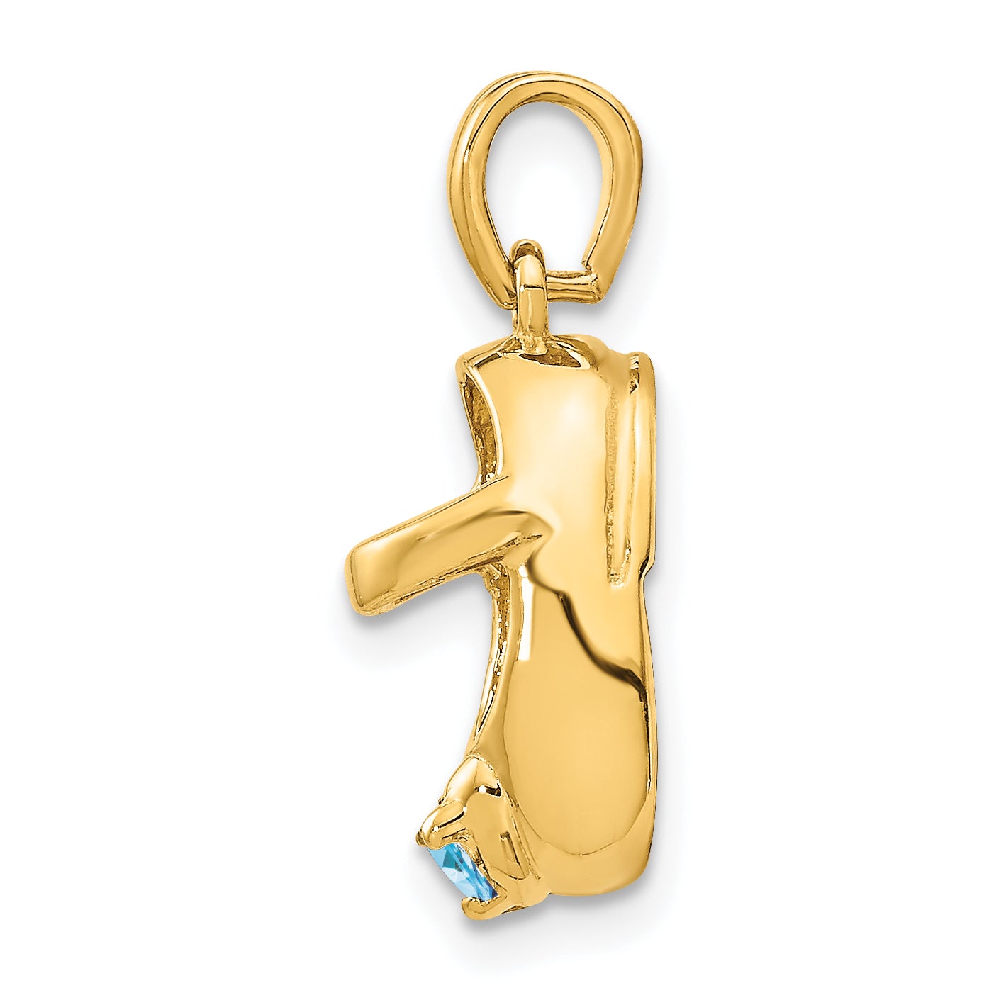 14K Gold December Birthstone Baby Shoe Charm with Engravable Detail