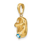 14K Gold December Birthstone Baby Shoe Charm with Engravable Detail