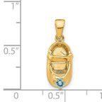 14K Gold December Birthstone Baby Shoe Charm with Engravable Detail