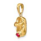 14K Gold Engravable Baby Shoe Charm with July Synthetic Birthstone