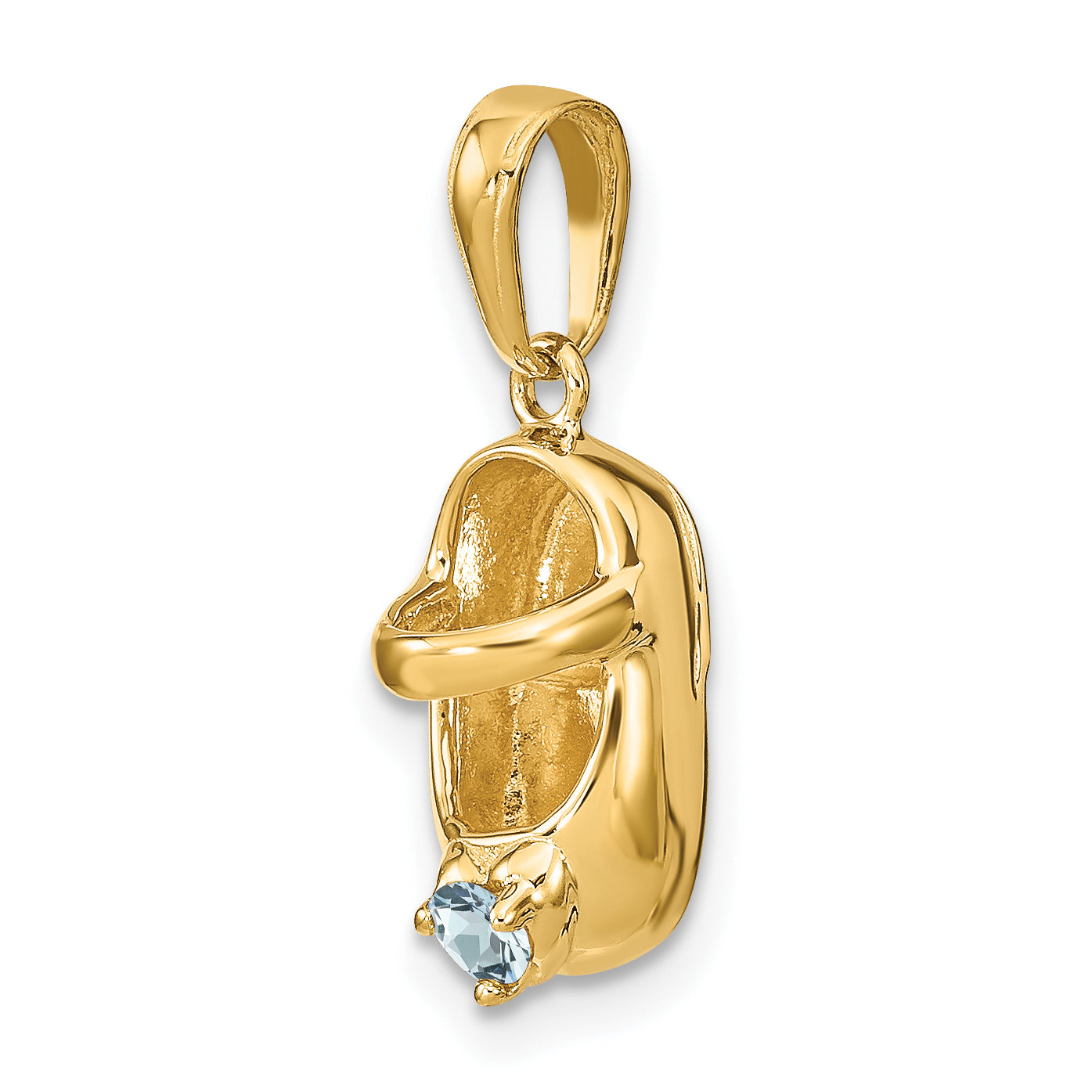 14k 3-D March/Synthetic Stone Engraveable Baby Shoe Charm